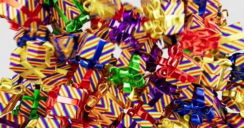 Rainbow gift boxes video transition Stock Footage 331204521