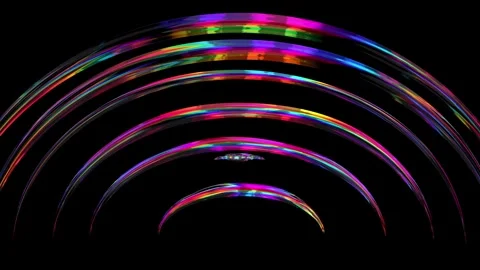 Rainbow glass arch hoop loop animation on black background Stock Footage 342091291