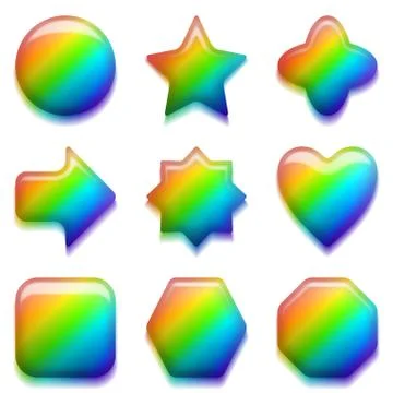 Rainbow glass buttons, set Stock Illustration