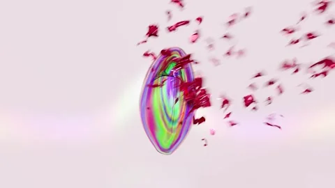 Rainbow glass heart with red shell isolated on pink background. 3d render i.. Stock Footage 278801616
