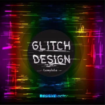 Rainbow glitch design circle template Stock Illustration