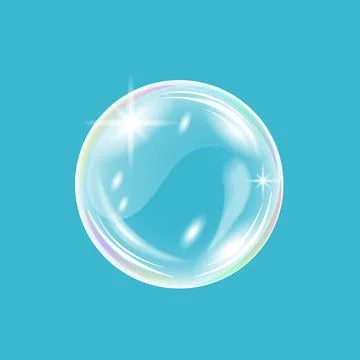 Rainbow glossy soap bubble. Realistic transparent 3d vector sphere Stock Illustration