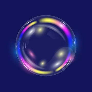 Rainbow glossy soap bubble. Realistic transparent 3d vector sphere Stock Illustration