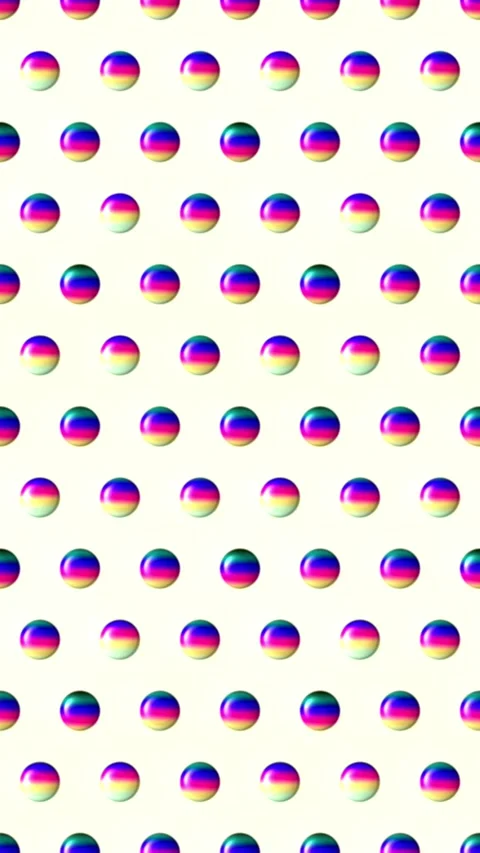Rainbow glossy spheres polka dot pattern on white background 库存影片 339424112