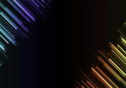 Rainbow glow bar overlap in dark background Stock Illustration