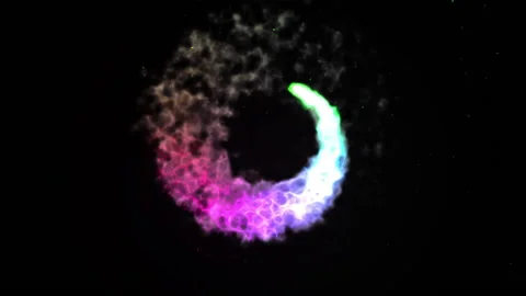 Rainbow glow fire particle trail effect circle animation Video stock 147262109