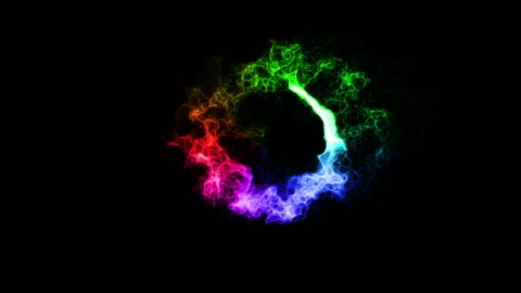 Rainbow glow fire particle trail effect circle animation Stock Footage 147262110
