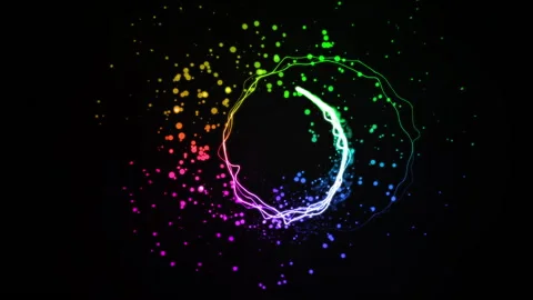 Rainbow glow fire particle trail effect circle animation Vídeo Stock 147262288