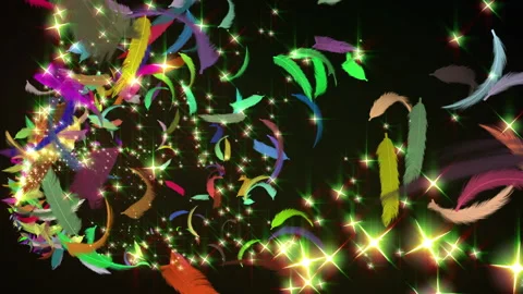 Rainbow glow shiny feather particle loop animation Stock Footage 148062485