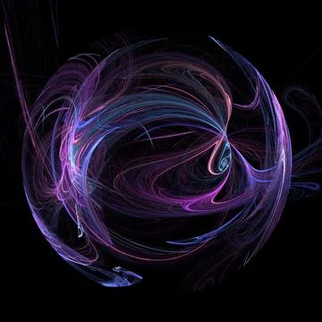 Rainbow glowing ball on a black background, fractal graphics Stock Illustration