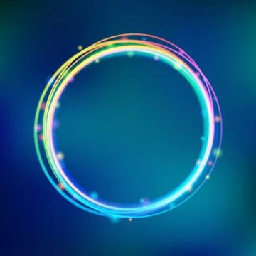 Rainbow glowing circle frame with sparkles Stock Illustration