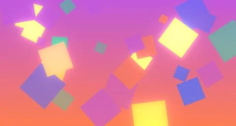 Rainbow glowing square shapes falling Stock Illustration