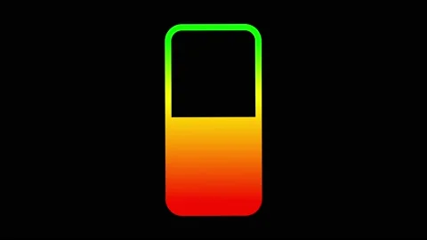 Rainbow gradient 10 secs battery life decreasing &amp; draining its life on black bg 库存影片 211173166