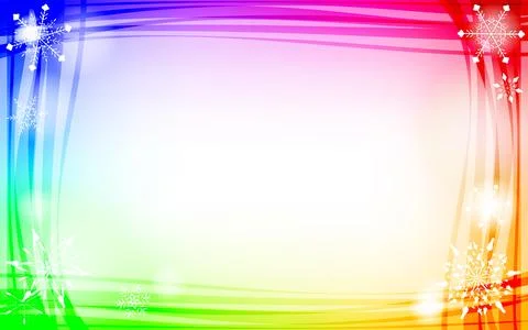 Rainbow gradient and snowflakes background illustration Stockillustratie