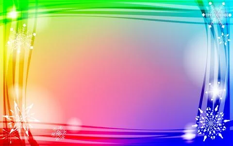 Rainbow gradient and snowflakes background illustration Stock Illustration