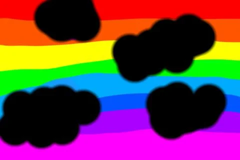 Rainbow Gradient Background with Dark Cloud Shapes and Copy Space Design Stock Illustration