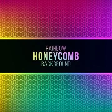 Rainbow gradient background with honeycomb pattern Stock Illustration