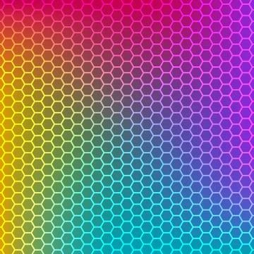 Rainbow gradient background with honeycomb texture Stock Illustration