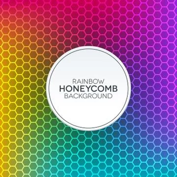 Rainbow gradient background with honeycomb texture Illustrazione stock