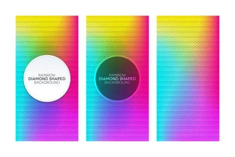 Rainbow gradient banners with diamond shaped textures Stock Illustration