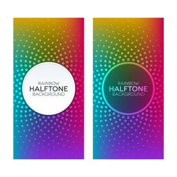 Rainbow gradient banners with halftone textures Stock Illustration