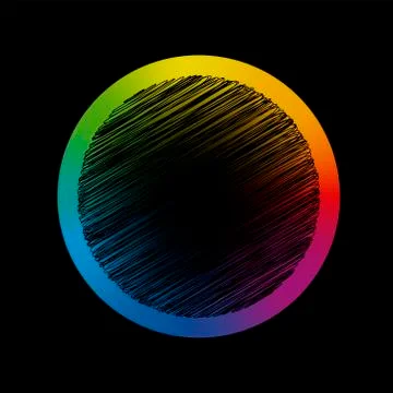 Rainbow Gradient Circle Black Scribble Center Stock Illustration