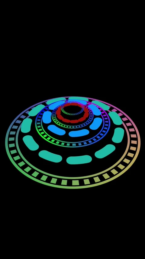 Rainbow gradient circular geometric design on black. Rainbow gradient circu.. Stock Footage 345720143