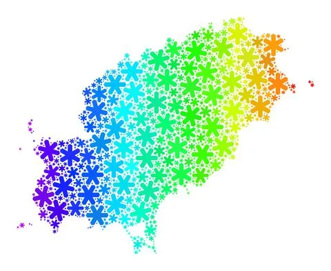 Rainbow Gradient Fresh Collage Ibiza Island Map of Snow Flakes Stock Illustration