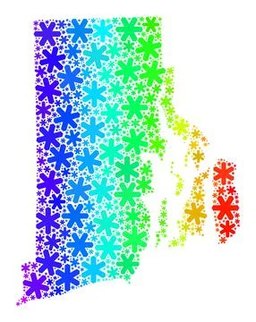 Rainbow Gradient Fresh Collage Rhode Island State Map of Snow Stock Illustration