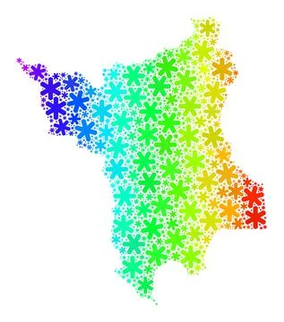Rainbow Gradient Fresh Collage Roraima State Map from Snow Flakes Stock Illustration