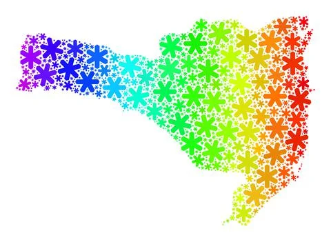 Rainbow Gradient Fresh Collage Santa Catarina State Map of Snowflakes Stock Illustration