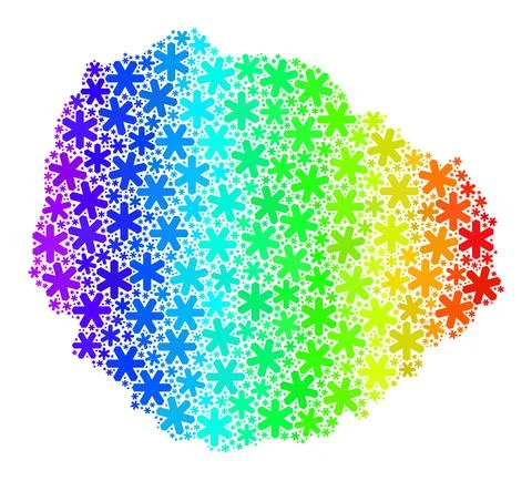 Rainbow Gradient Fresh Mosaic La Gomera Island Map of Snowflakes Stock Illustration