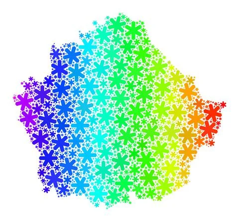 Rainbow Gradient Frost Collage Cuenca Province Map with Snow Flakes Illustrazione stock
