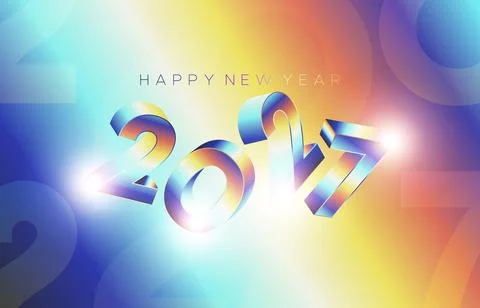 Rainbow Gradient Happy New Year 2027 Modern Light Background Stock Illustration