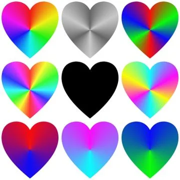 Rainbow gradient heart icon template set イラスト素材