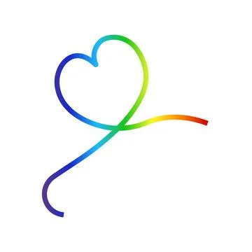 Rainbow gradient heart line ribbon icon on white background. Love hearts sy.. Stock-Illustration