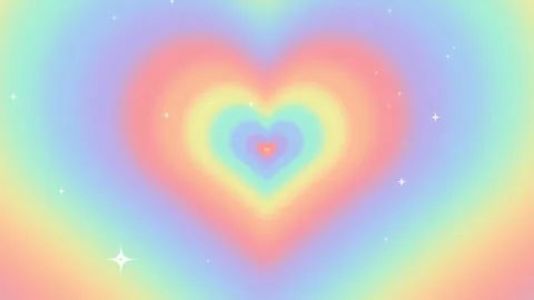 Rainbow Gradient Heart Loop Pastel Holographic Valentine Background Animation Stock Footage 341826794