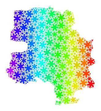 Rainbow Gradient Icy Collage New Delhi City Map with Snow Flakes Stock Illustration