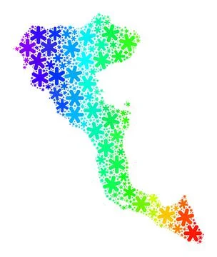 Rainbow Gradient Icy Mosaic Corfu Island Map of Snow Flakes Stock Illustration