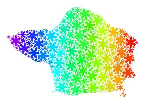 Rainbow Gradient Icy Mosaic Faial Island Map with Snow Stock Illustration