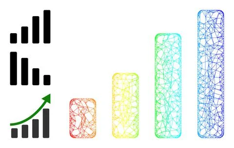 Rainbow Gradient Irregular Mesh Bar Chart Icon 스톡 일러스트