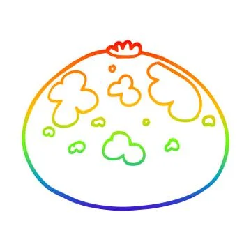Rainbow gradient line drawing cartoon squash Stock-Illustration