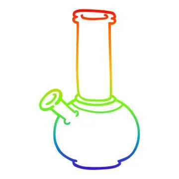 Rainbow gradient line drawing cartoon bong Illustrazione stock