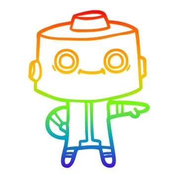 Rainbow gradient line drawing cartoon robot 스톡 일러스트