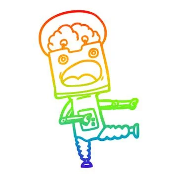 Rainbow gradient line drawing cartoon robot 스톡 일러스트