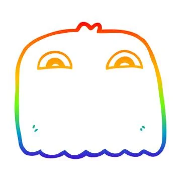 Rainbow gradient line drawing cartoon ghost Ilustración de archivo