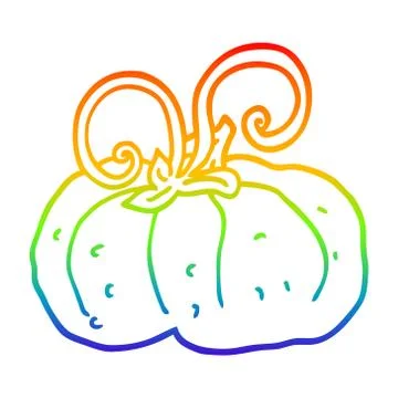Rainbow gradient line drawing cartoon winter squash Stock-Illustration