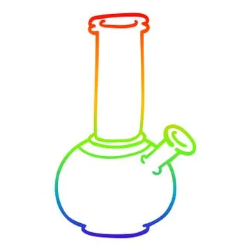 Rainbow gradient line drawing cartoon bong Stock Illustration