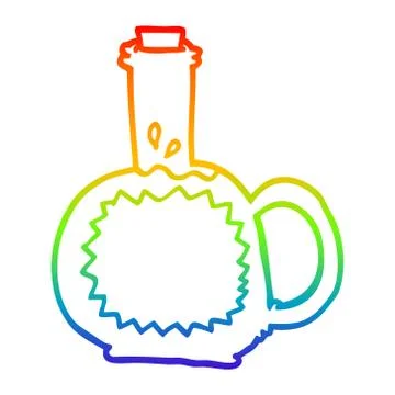 Rainbow gradient line drawing cartoon maple syrup Stock Illustration