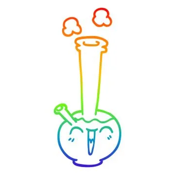 Rainbow gradient line drawing cartoon bong Stock Illustration